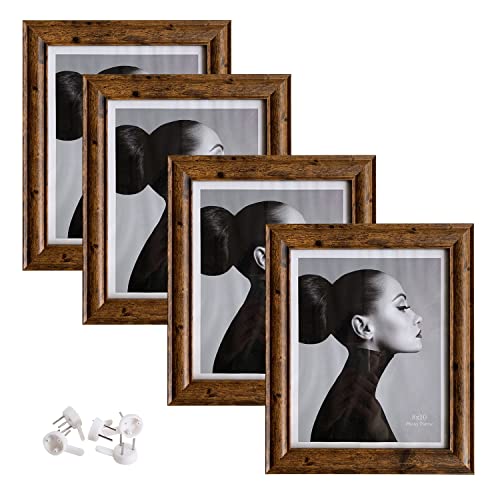 Kroshine 5X7 Picture Frame 8X10 Set Of 4Pcs With Wood Grain And Real Glass Photos Frame Collage Wall Decor Or Desktop Display Picture Frame Bulk Without Mat #TOP1