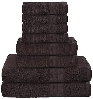 Elvana Home 8 Piece Towel Set 100% Ring Spun Cotton, 2 Bath Towels 27x54, 2 Hand Towels 16x28 and 4 Washcloths 13x13 - Ultra Soft Highly Absorbent Machine Washable Hotel Spa Quality - Chocolate Brown