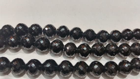 Spinelle noir 8mm perles naturelles pour création de bijoux faits main