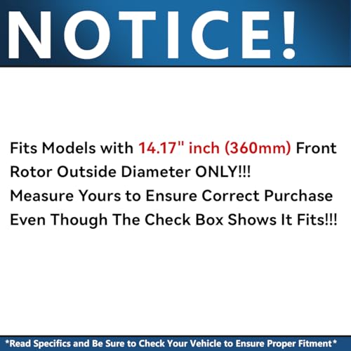 Image of Detroit Axle - 6pc Front Brake Kit for 08-23 Dodge Challenger 06-08 Magnum | 06-10 /12-23 Charger, 05-10 /12-14 /23 Chrysler 300, Drilled Disc Brake Rotors Ceramic Pads Replacement 14.17 inch inch