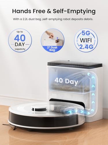 Image of Lefant M2 Plus Robot Vacuum and Mop,Self Empty Station,6000Pa Suction | Anti-tangle for pet hair; custom & no-go zones, Multi-Floor Mapping，90-day auto empty, fits hardwood, tile, carpet
