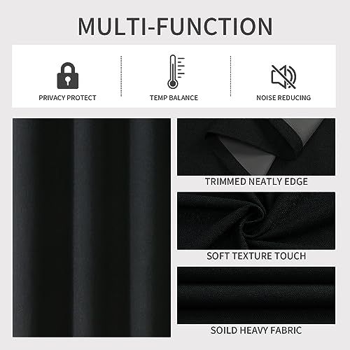 Image of Joydeco Blackout Curtains 108 Inches Long, Black Extra Long Curtains for Living Room Bedroom, Total Room Darkening Curtains Grommets Linen Texture Drapes for Windows(52x108 inch, Black)