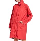 TOTIKI Chubasquero Chubasquero Fresco Rojo Cortavientos Abrigo Grueso Y Poncho De Lluvia Largo para Mujer Senderismo Al Aire Libre Ponchos De Lluvia Impermeables(Rot,XL)