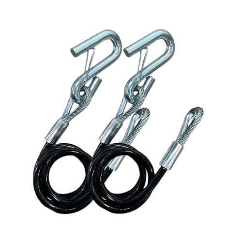 Tie Down 7 000 lb Hitch Safety Cable Black Vinyl Coated Replaces Trailer Chains & Tow Straps Coiled Cable w/Wire Latch Made in USA