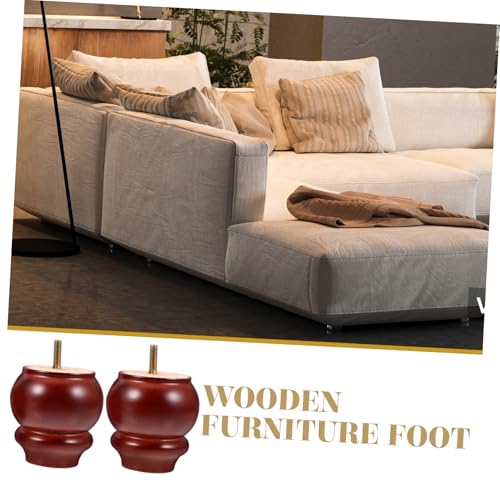 Pieds de meuble en bois massif marron Ipetboom pour table et canapé x2 - 4