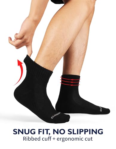 Image of CLOSEMATE 6 Pairs Mens Athletic Ankle Socks Cushioned Running Quarter Socks | Cotton socks with breathable mesh, terry cushion & secure fit for sports, sneakers& daily wear