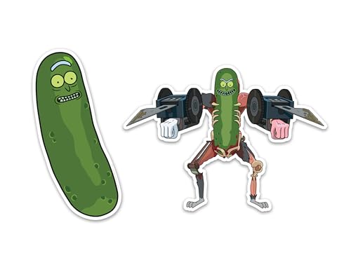 Elektroplate Officially Licensed Rick & Morty's Pickle Rick Dynamic Decals | Premium Automotive-Grade Weatherproof Vinyl Stickers for Car, Water Bottle, Devices & More| Made in the USA | Set of 2