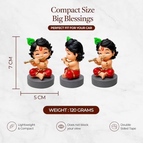 Image of UNOVATE Krishna Idol Small for Car Dashboard | Krishna Murti | Multicolor