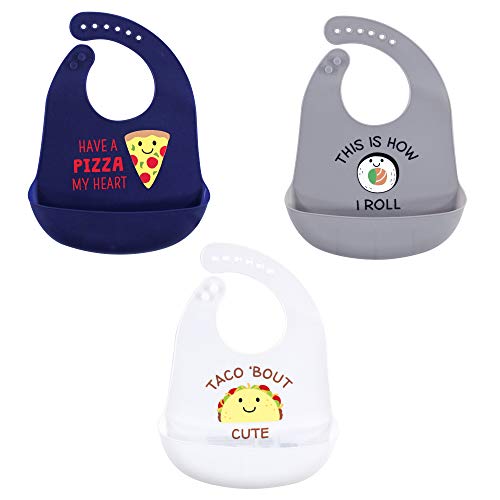 Image of Hudson Baby Unisex Baby Silicone Bibs, Pizza, One Size