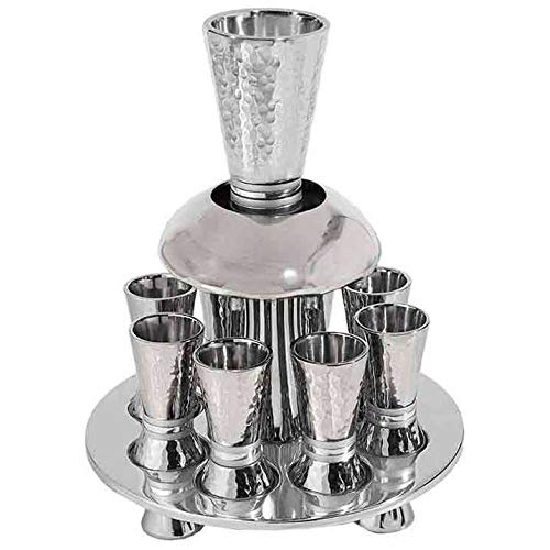 Hammered Kiddush Fountain Cone Shape - Silver Rings