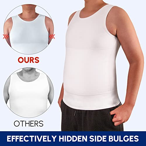Aptoco Compression Shirts For Men Body Shaper Slimming Undershirt Tank Top Gynecomastia Vest (Medium) White #TOP3