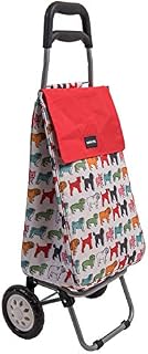 Sabichi Pug Multicoloured Shopping Trolley - Foldable Grocery Trolley - 45ltr Capacity - Steel Body Frame - 95 x 35 x 28cm - 2 wheeled shopping trolley