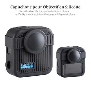 HSU Kit d'accessoires en silicone pour Go Pro Max2, boîtier en silicone, bouchon d'objectif et bracelet réglable, kit d'accessoires pour Go Pro Max 2