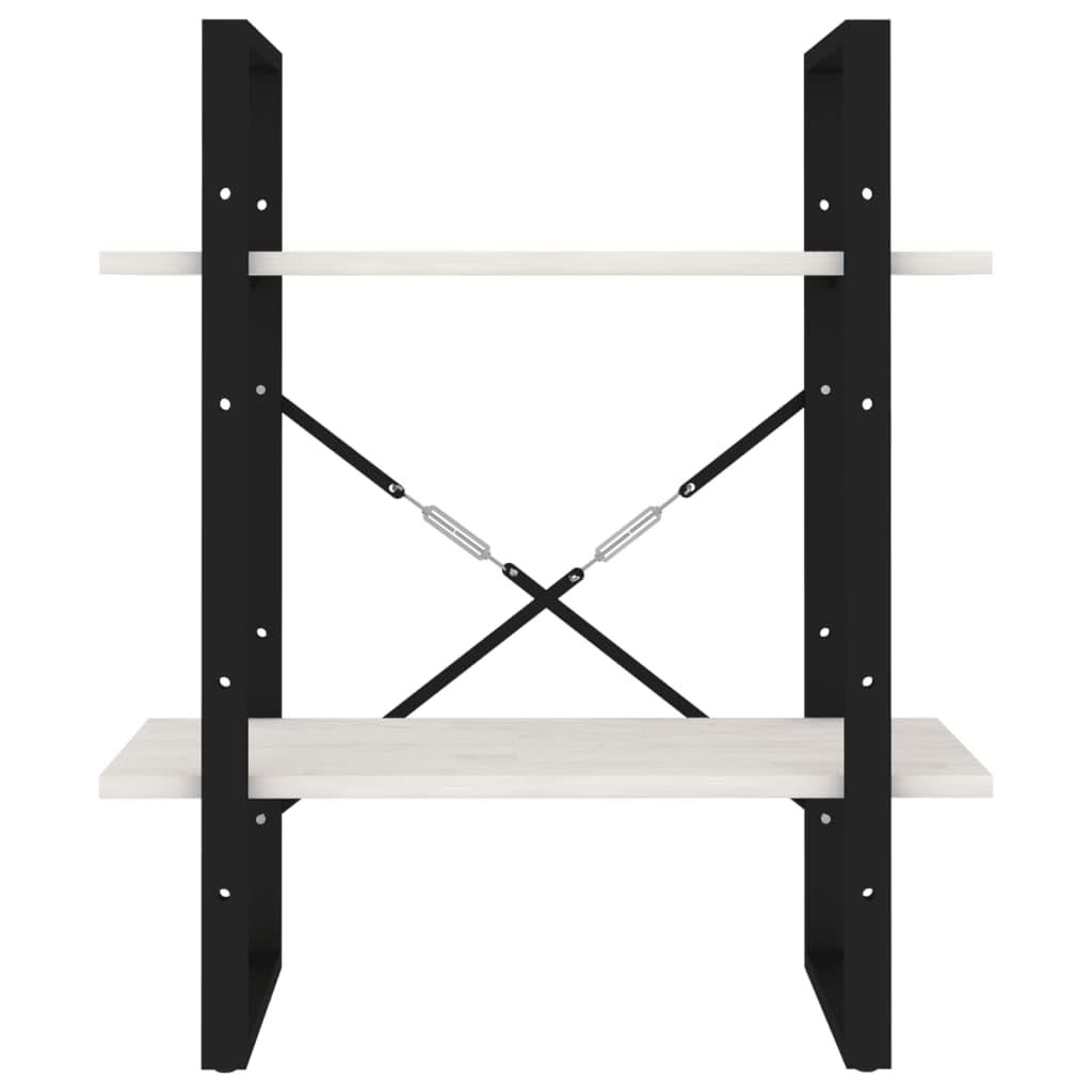 Libreria a 2 Ripiani in Pino Massello Bianca 60x30x70 cm | Scaffale autoportante compatto per soggiorno e studio, adatto per organizzare riviste e oggetti d'arredo con stile.