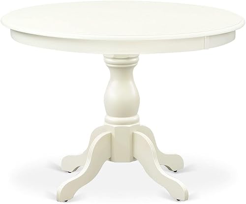 East West Furniture HBT-LWH-TP Hartland - Mesa de comedor redonda con base de pedestal, 42 x 42 pulgadas, lino blanco