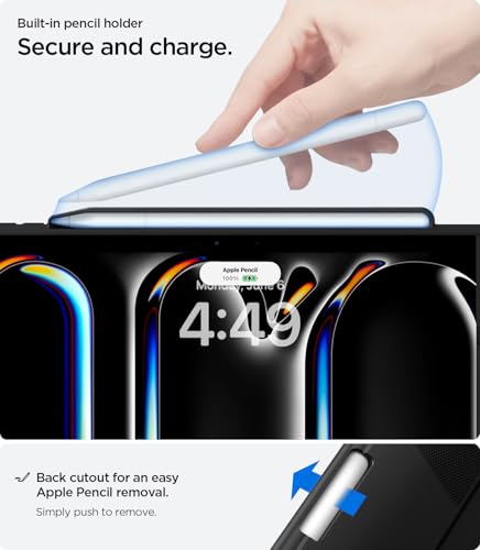 Image of Spigen for iPad Pro 11 inch Case M5 /M4 (2025-2024), Rugged Armor Pro, Tri-fold Kickstand Protective Folio Cover with Pencil Holder, Supports Auto Wake /Sleep, Black (Pack of 2)