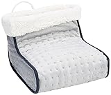 Fußwärmer - elektrische Fußheizung mit 3 Heizstufen - elektrischer Fußwärmer mit Schnellheizung - Beheizte Schuhe mit Überhitzungsschutz und Abschaltautomatik (Hellgrau)