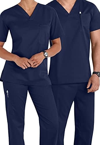 PRAGATI TRENDS Premium Unisex Scrub Suit With Customize Name Print Option(Follow the Description) V-Neck Top and Cargo Type Trouser