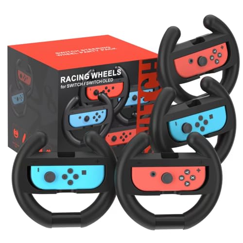 pdobq - Switch1 Steering Wheel for Nintendo Switch Wheel Controller,Mario Kart Racing Wheel for Nintendo Switch OLED JoyCon with 4 Pack Switch Steering Wheel,Mario Kart8 Deluxe Switch Accessories Switch Wheel
