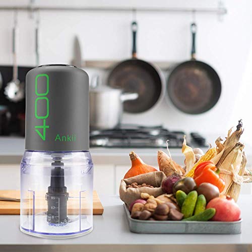 Food Processor Blender Electric Vegetable Chopper Multifunctional Meat Chopper Veggie And Fruit Mincer Mixer With 4 Stainless Steel Blades, 400-Watt, 2 Cup Capacity (Gray) #TOP6