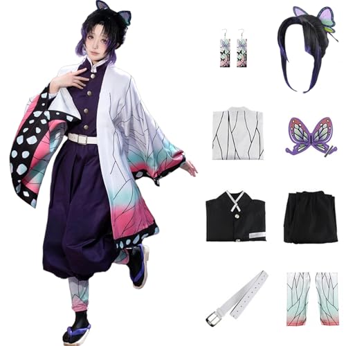 IOPBOT Kimonos Cosplay Costumes Adult Women Girls Anime Japanese Kimono Robe Halloween Outfit with Accessories (Purple B,M)