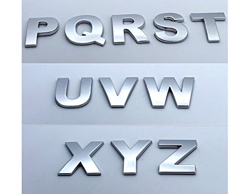 Fangfei 1 Set 36 Pcs Silver Car Logo Auto 3D Emblem Badge Sticker Metal Letters Number (A Set 36 Pcs Silver Letters) #TOP1