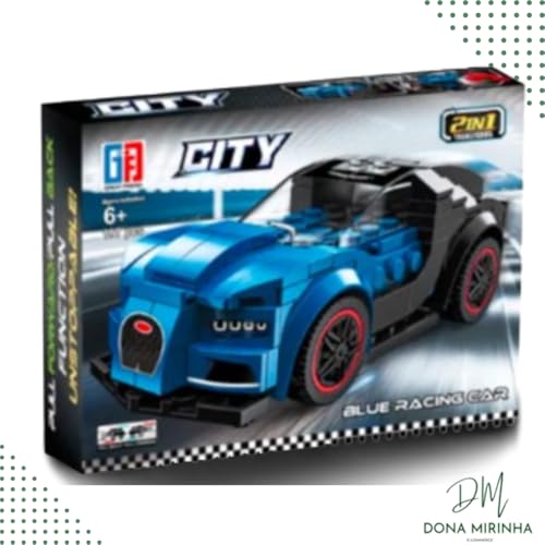 Blocos de Montar Carro Robô Fricção 2 em 1 Azul
