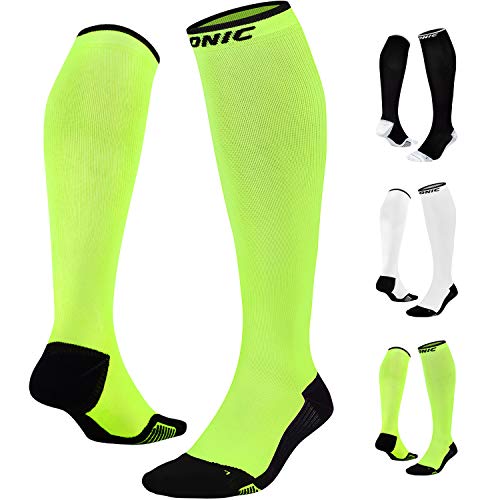 Preisvergleich Produktbild ONIC GEAR Sport Kompressionsstrümpfe für Damen / Herren, Thrombosestrümpfe, Laufsocken, Medizinisch, Gelb, L 42-44