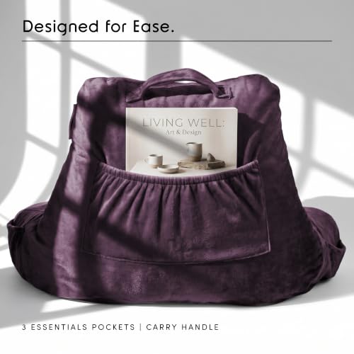Image of Nestl Reading Pillow with Shredded Memory Foam, Designed for Sitting Up in Bed and Couch, Back and Arms Adjustable Support for Adult & Teens Backrest Pillows for Reading, with Washable Cover Purple