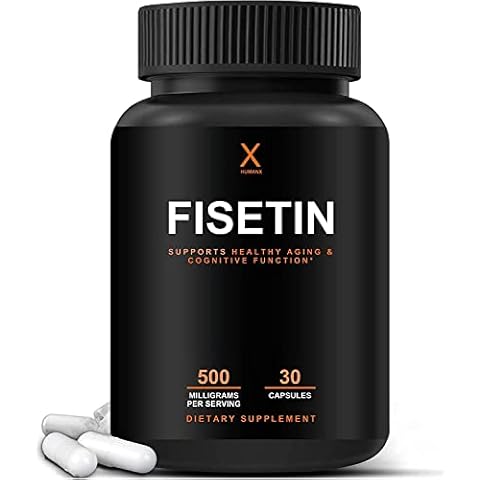 HUMANX Fisetin 500mg - 98% Pure Fisetin Supplement - Powerful Serving Size (Similar to Apigenin, Luteolin, Quercetin) Senolytic Activator - Natural Polypheonols - USA Made, Non-GMO Fisetin Capsules Cover