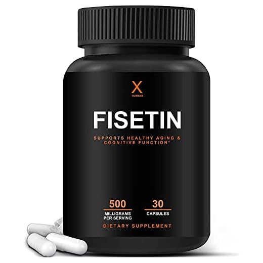 Fisetin 500mg - 98% Pure Fisetin Supplement - USA Third Party Tested (Similar to Apigenin, Luteolin, Quercetin) Senolytic Activator - Natural Polyphenols - Keto, Non-GMO, Fisetin Capsules - by Humanx