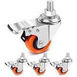 W B D WEIBIDA WBD Stem Caster Wheels 2 Inch with Dual Locking, Heavy Duty Threaded Stem Casters UNC 3/8'-16x1', No Noise Swivel Casters, Set of 4 Caster Wheels for Cart, Furniture, YL-SG-2I-3/8