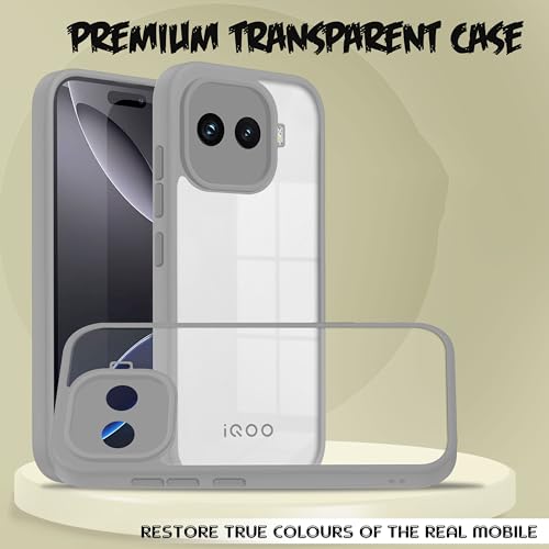 Image of V-TAN Back Cover for IQOO 15R 5G | TPU | Transparent Crystal Clear Case Compatible with IQOO 15R | Slim Fit, Camera Protective Shockproof Mobile Cover Design (Gray)