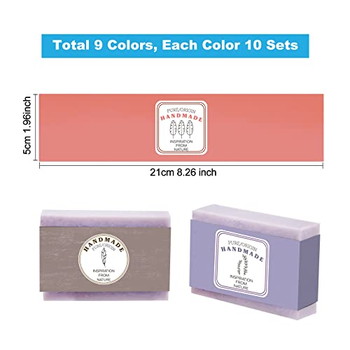 PandaHall 90 Stück Wickelpapierband 9 Blatt-Seifenverpackung Im Vintage-Stil Bandetikett Bastelverpackung Hüllen Vertikale Etiketten Für Handgefertigte Seifen- Lotions- Bade- Und Geschenkverpackungen