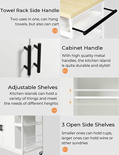 image for Hasuit Kitchen Island Cart with Wood Top,Home Bar Serving Cart,Rolling