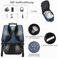 Kono Ryanair Kabinentasche, Untersitz, Reise-Handgepäck, Laptop-Rucksack, navy, L, Traditionell – Ansicht 5