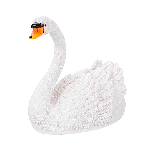 Figurine miniature cygne flottant en résine pour décor de jardin