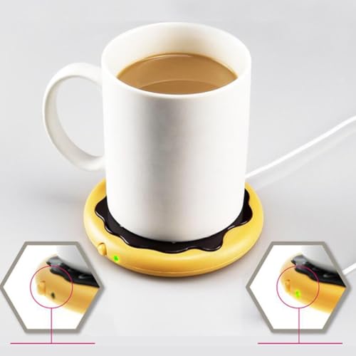 Calentador de tazas USB original regalo para compañeros de oficina posavasos térmico de dona 4