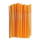 YAOSHENG 200pcs 8.26' x 0.2'Solid Colors Flexible Drinking Orange Straws, Plastic Disposable Bendy Straws (Orange)