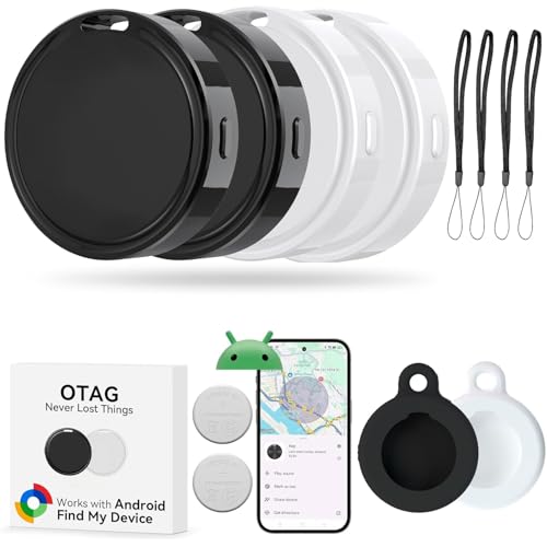 Tracker Tag for Android,Smart Tags-4pack Android,Item Finder Works with Google's Find My Device App(Find Hub),Bluetooth Tracker for Android Item Locator Smart Tag for Keys,Wallet,Pets