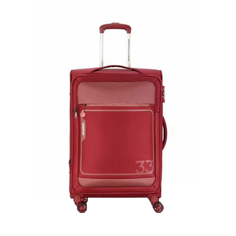 American TouristerAltair Polyester 8 Wheels TSA Lock Soft Trolley (Red, 59)