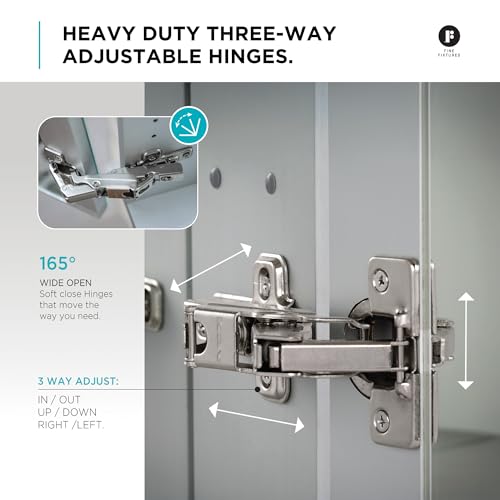 Fine Fixtures Bathroom Medicine Cabinet, Aluminum, Recessed/Surface Mount, 24" x 30", 2 Door, Mirrored w/ 2 LED Strips by Fine Fixtures - Used condition - Image 7