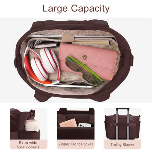 Image of Puffer Tote Bag for Women Quilted Nurse Bag Lightweight Work Bag for Teacher Travel Handbag with Multiple Pockets