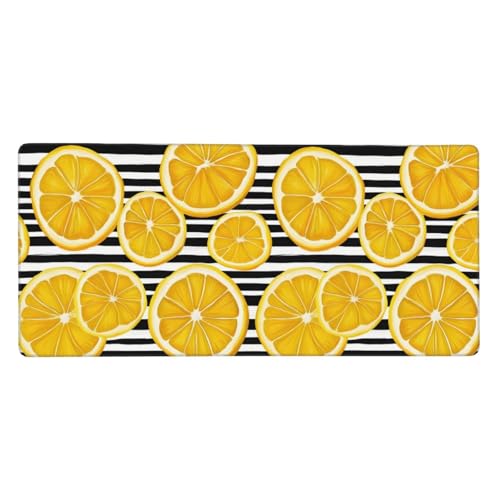 Grand tapis de souris de jeu citron et rayures noires pour bureau