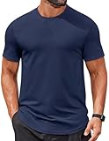 COOFANDY Mens Workout Shirts Short Sleeve Cotton T-Shirts Hipster Hip Hop Longline Tee Fitness Muscle Shirt Fall Classic Casual Tops Navy Blue