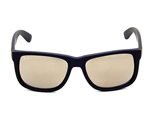 New Ray Ban Justin RB4165 622/5A Rubber Black / Light Brown Mirror Gold 51mm Sunglasses2