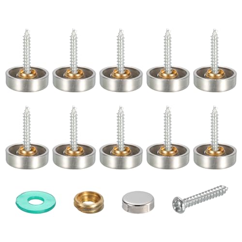 uxcell Tapas de Tornillo, 20 Piezas Diámetro 16mm - Tapa Redonda de Acero Inoxidable Satinado para Tornillos Decorativos miniatura 1