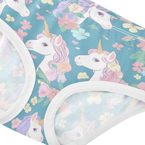 Wusikd Unicorns Girls' Underwear Cotton Flowers Girls Briefs Soft Toddler Underwear 2T4