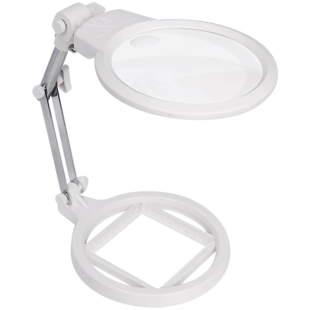Loupe de bureau LED pliable en métal pour illuminer et agrandir les détails précis