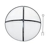 SCENDOR Heavy-Duty Metal 30 INCH Fire Pit Spark Screen Round Cover Mesh Screen Guard Accessory with Ring Handle for Patio Backyard, Black